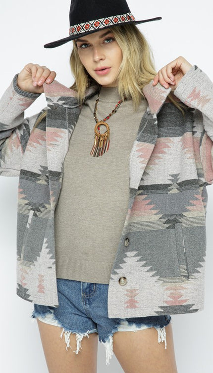 Soft Comfy Lightweight Aztec Pattern Jacket