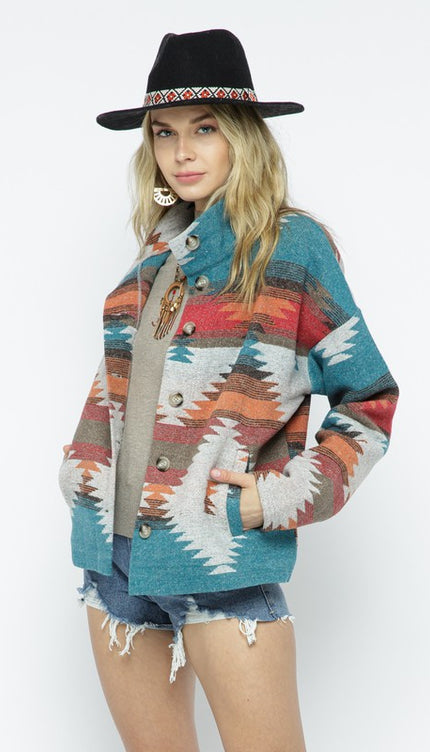 Soft Comfy Lightweight Aztec Pattern Jacket