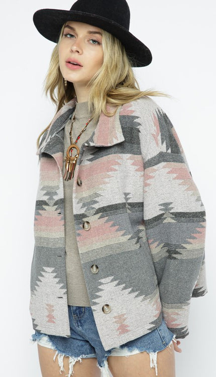 Soft Comfy Lightweight Aztec Pattern Jacket