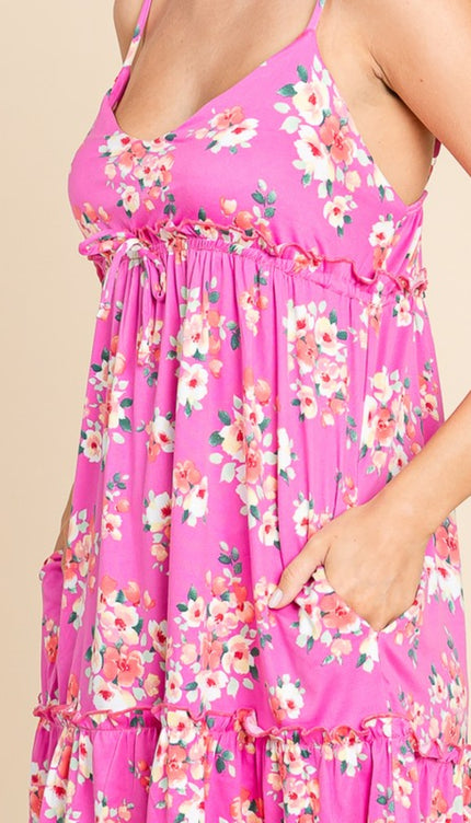 Full Size Floral Ruffled Cami Dress