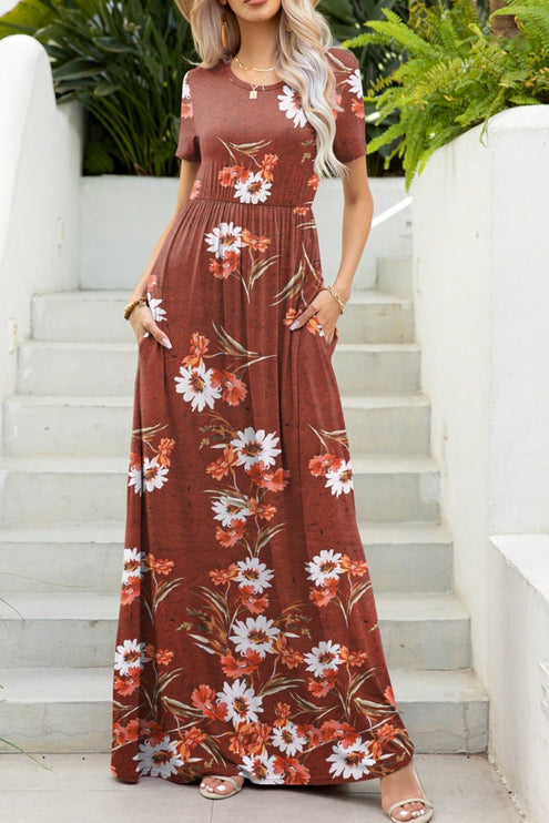 Modish Print Round Neck Maxi Dress-Modish