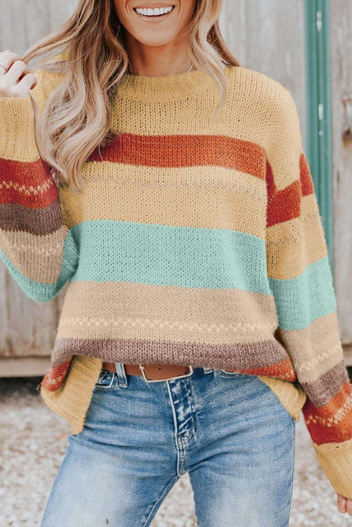 Color Block Round Neck Sweater