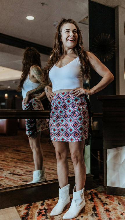 Fringed Filly Skort - Aztec