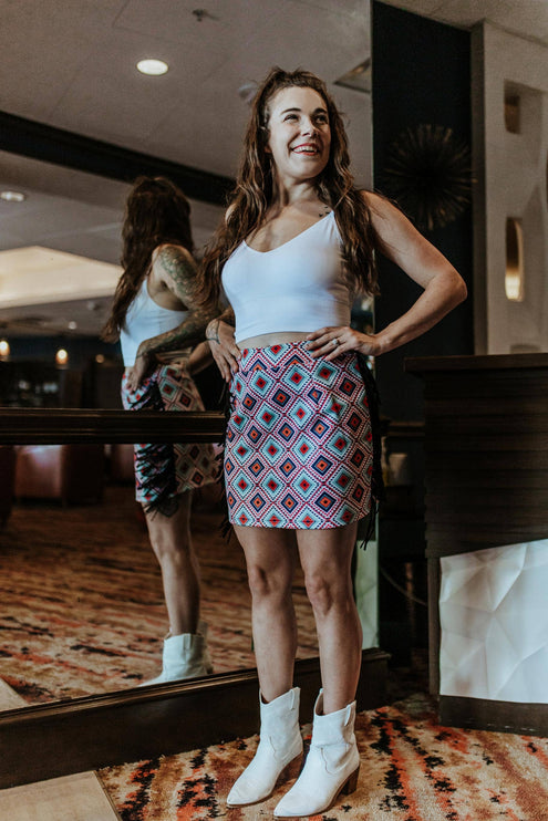 Fringed Filly Skort - Aztec