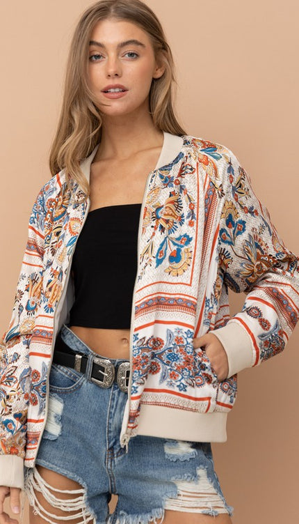 Reversible Satin Paisley Bomber Jacket