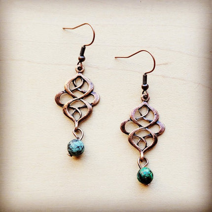 Turquoise Scroll Drop Earrings