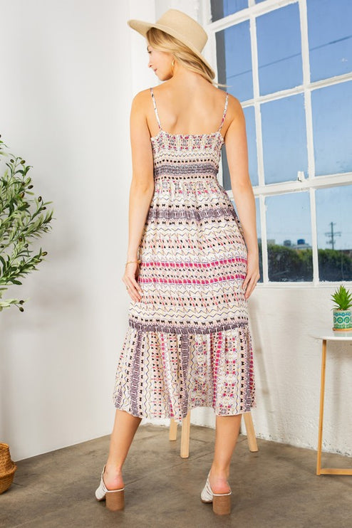 Tribal Print Tiered Dress-Modish