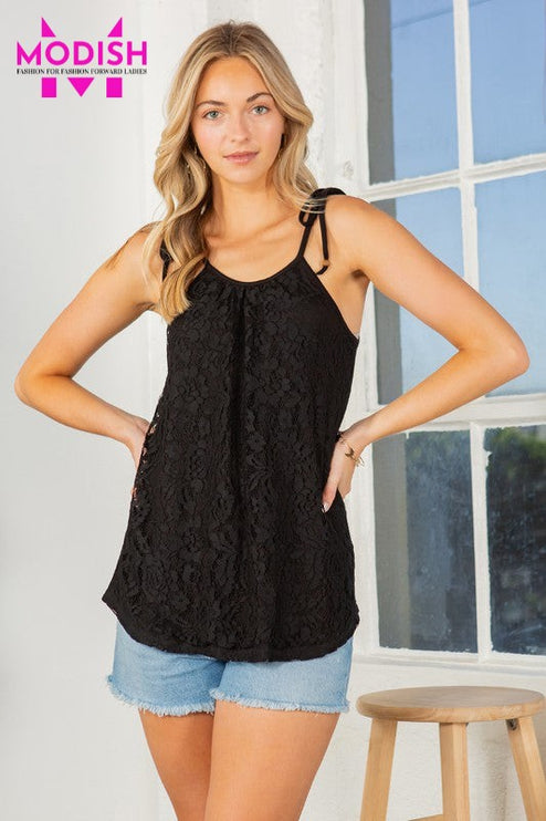 Lace overlay Sleeveless Top-Modish