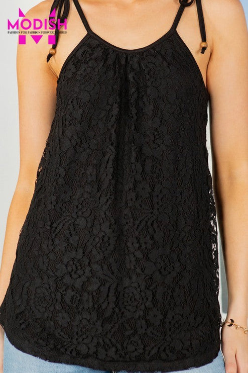 Lace overlay Sleeveless Top-Modish