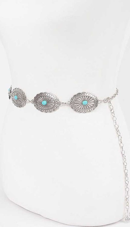 Turquoise Western Chain Belt-Modish