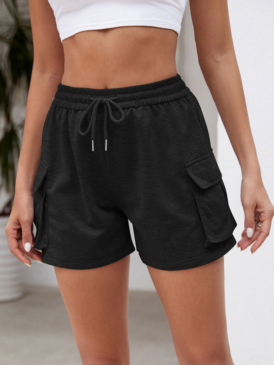 Modish Elastic Waist Shorts with Pockets