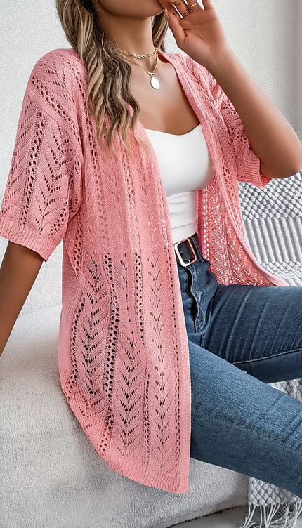 Modish Openwork Half Sleeve Cardigan