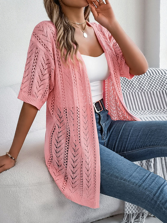 Modish Openwork Half Sleeve Cardigan