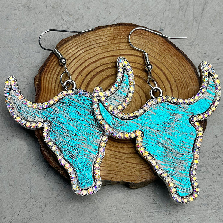 Modish Rhinestone Bull Earrings