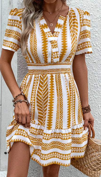 Modish Rustic Chic Geometric Mini Dress