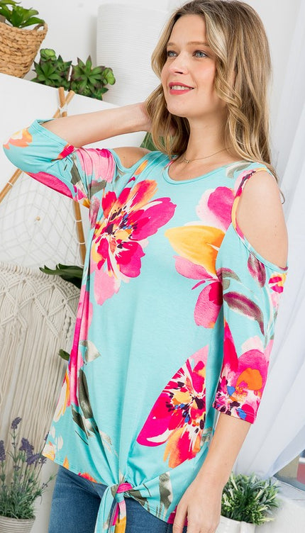 Floral Cold Shoulder Top - Stylish Allover Print | Modish