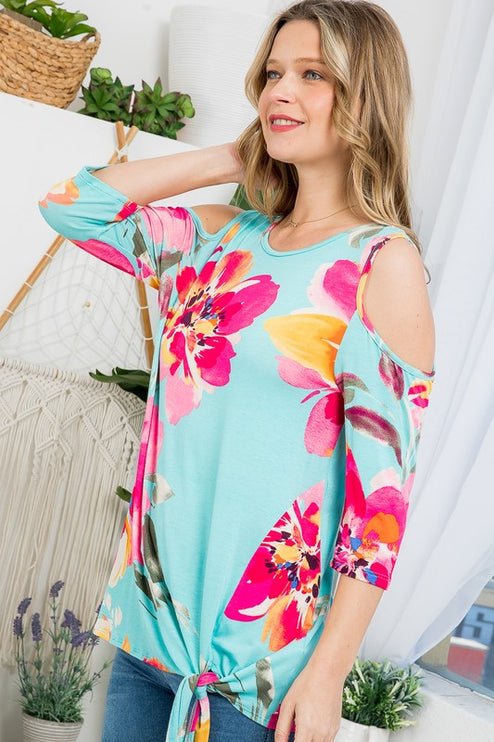 Floral Cold Shoulder Top - Stylish Allover Print | Modish