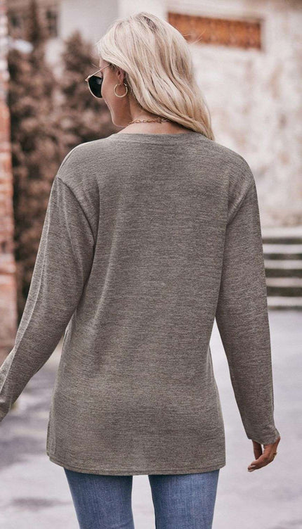 Mandy Notched Neck Long Sleeve Top