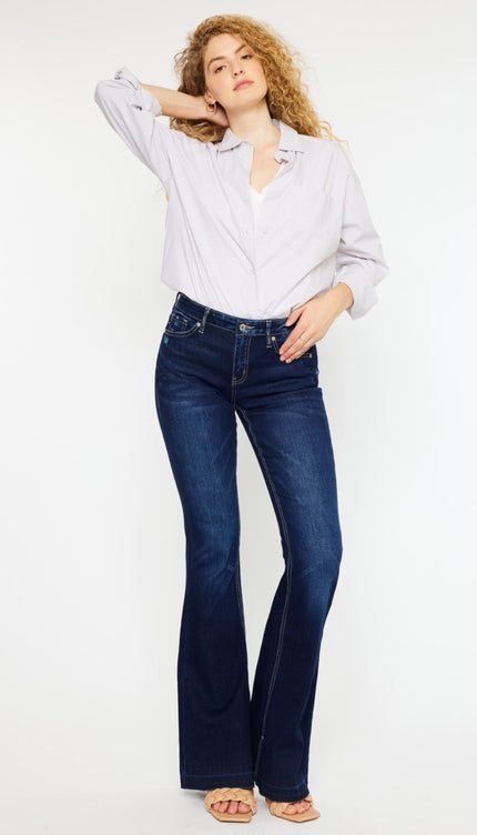 Kancan Mid Rise Slim Flare Jeans