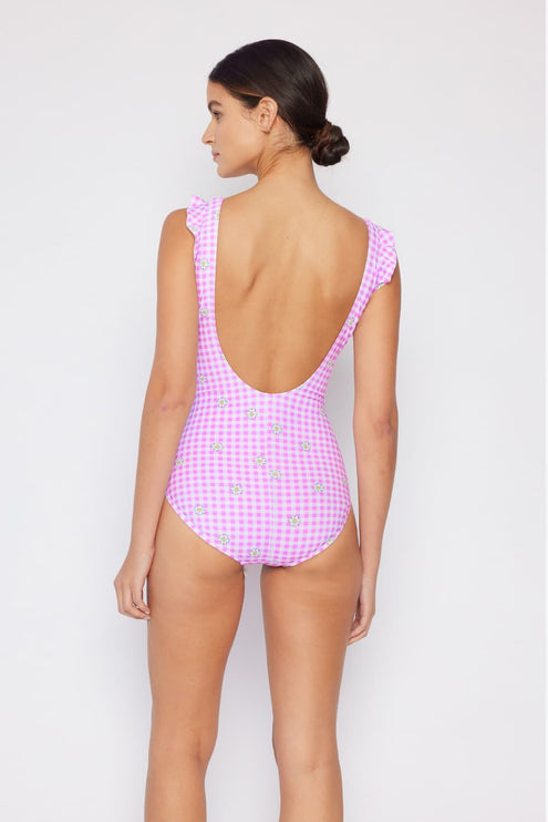 Marina West Swim Full Size Float On Ruffle Faux Wrap One-Piece in Carnation Pink-Modish