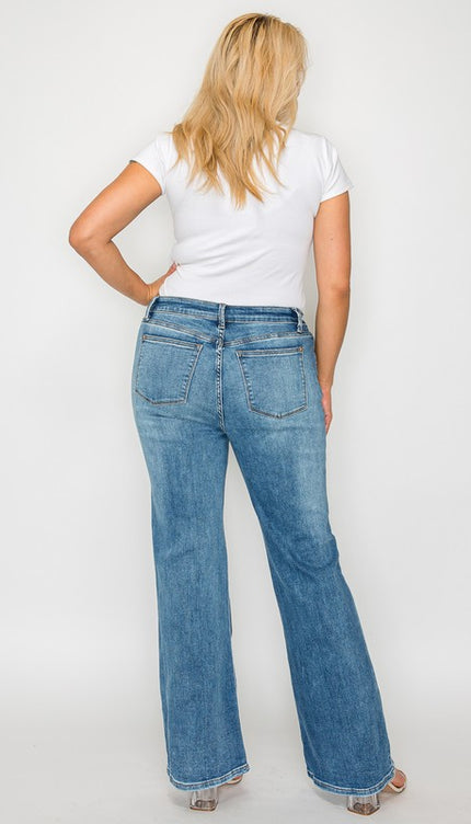 bytos Full Size Cat's Whiskers Mid Rise Bootcut Jeans