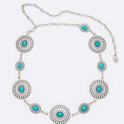 Turquoise Western Chain Belt-Modish