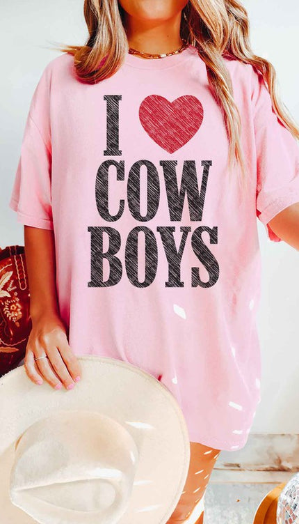 I LOVE COWBOYS WESTERN COUNTRY GRAPHIC TEE