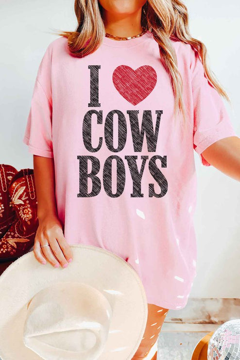 I LOVE COWBOYS WESTERN COUNTRY GRAPHIC TEE