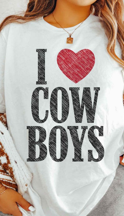 I LOVE COWBOYS WESTERN COUNTRY GRAPHIC TEE