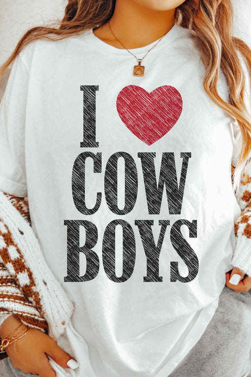 I LOVE COWBOYS WESTERN COUNTRY GRAPHIC TEE