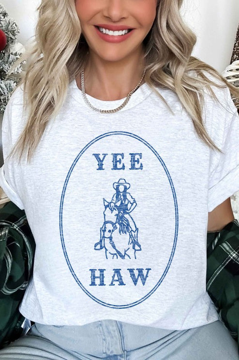 YEE HAW COWGIRL WESTERN OVERSIZED GRAPHIC TEE