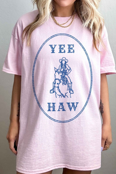 YEE HAW COWGIRL WESTERN OVERSIZED GRAPHIC TEE