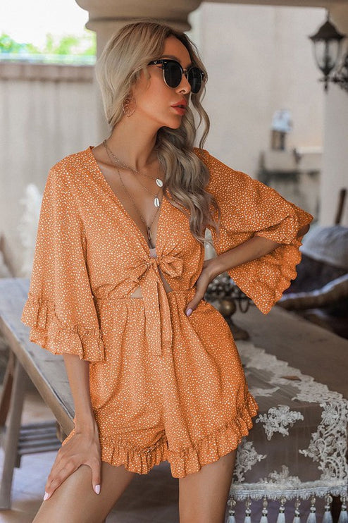 Amanda B Collection Ruffled Trim Romper