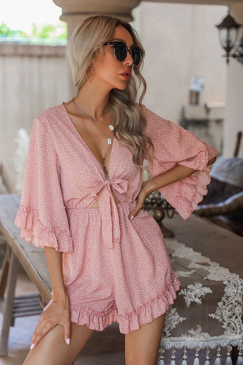 Amanda B Collection Ruffled Trim Romper