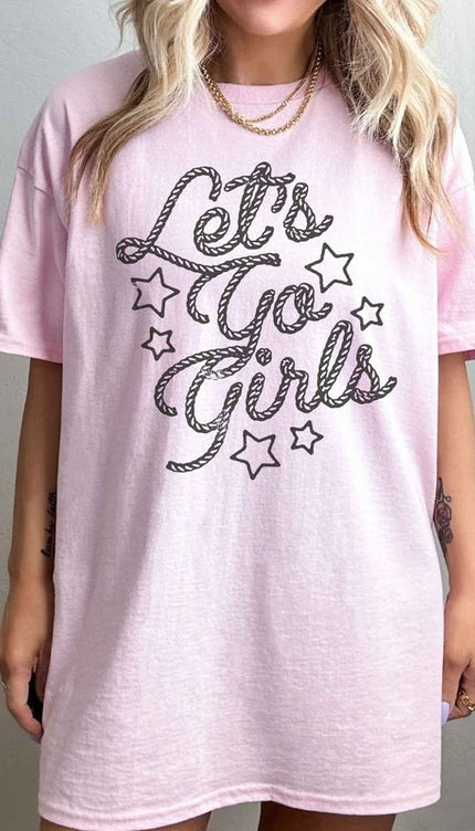 LETS GO GIRL WESTERN COUNTRY OVERSIZED TEE