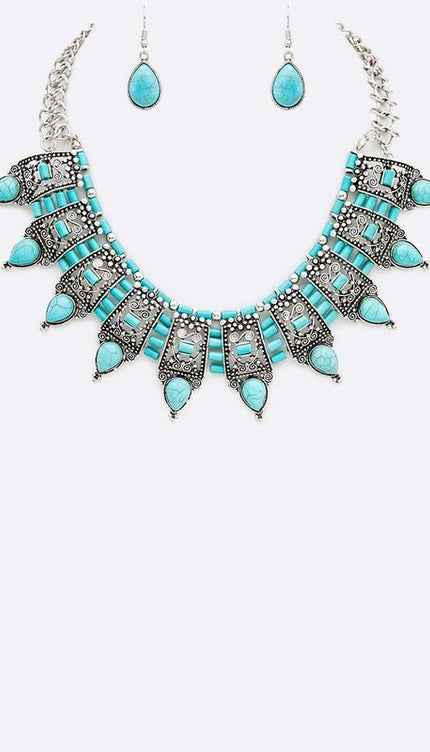 Turquoise Western Statement Necklace Set