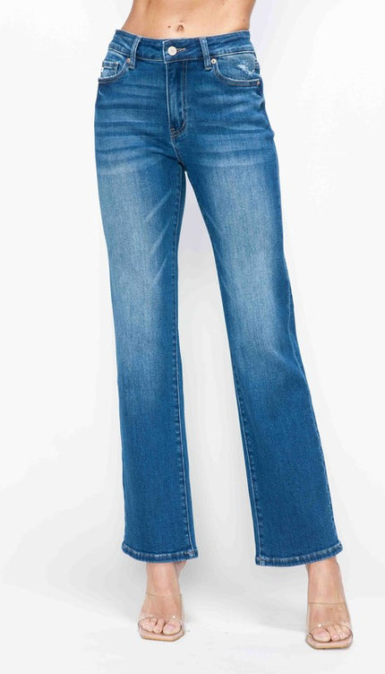 bytos Full Size Cat's Whiskers High Rise Straight Jeans