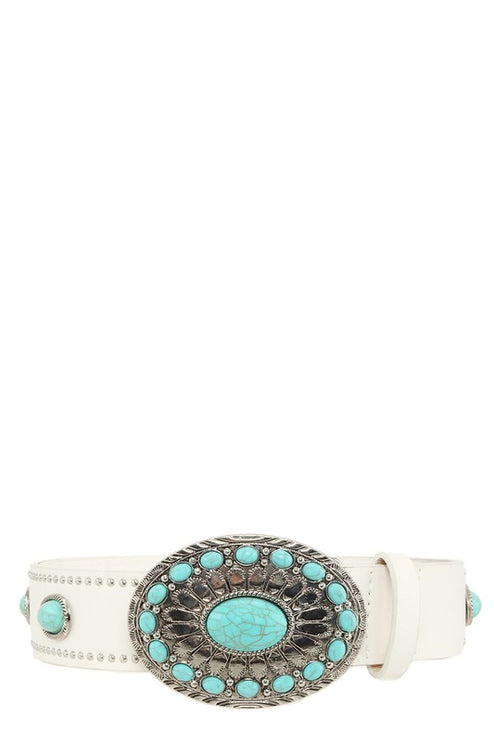 Oval Bohemia Turquoise Buckle Belt-Modish