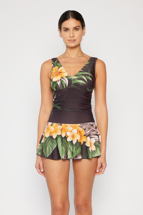 Marina West Swim Full Size Clear Waters Swim Dress in Aloha Brown-Modish