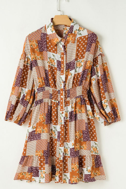 Print Mini Shirt Dress