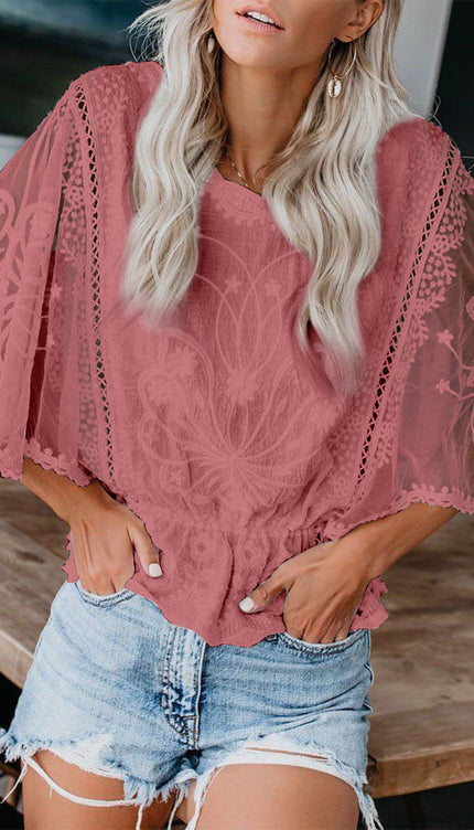 Modish Lace 3/4 Sleeve Blouse