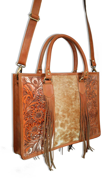 Bonanza leather women's cowhide leather tote crossbody