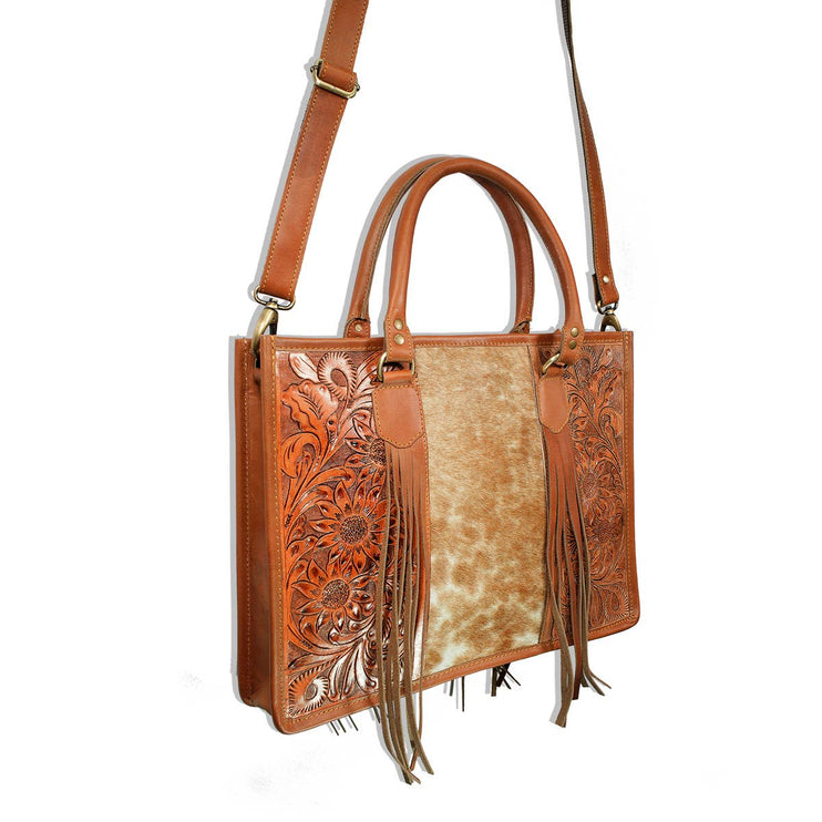 Bonanza leather women's cowhide leather tote crossbody