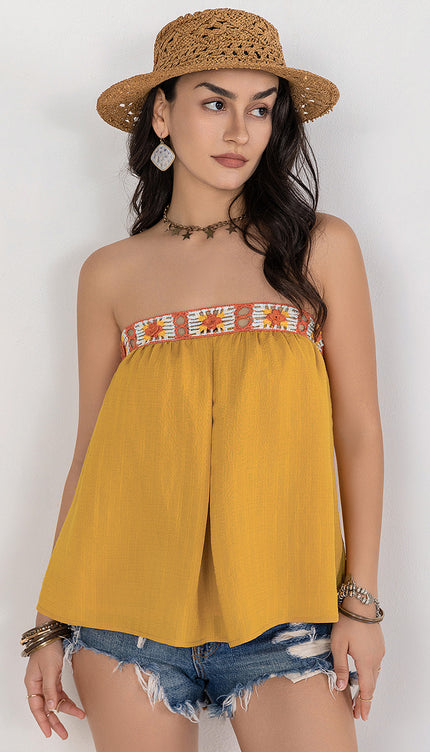 Modish Rustic Chic Embroidered Tube Top