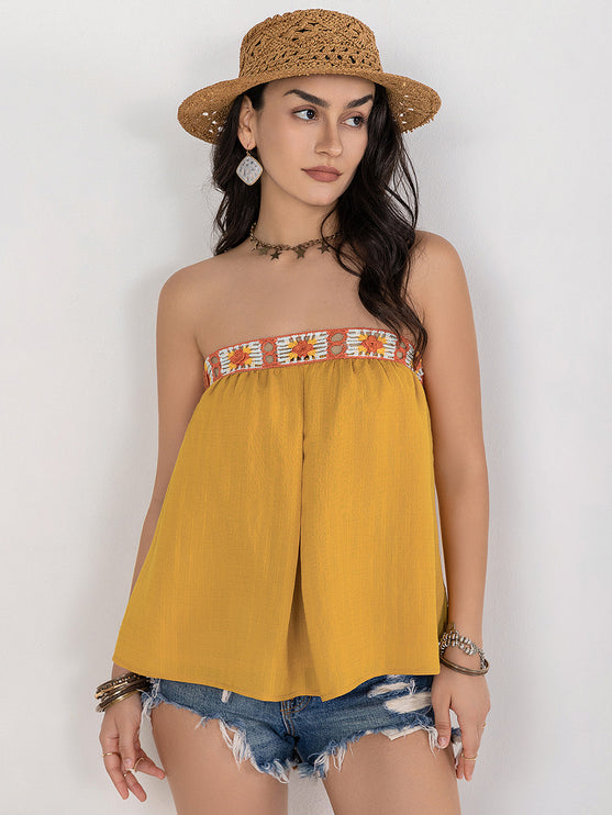 Modish Rustic Chic Embroidered Tube Top