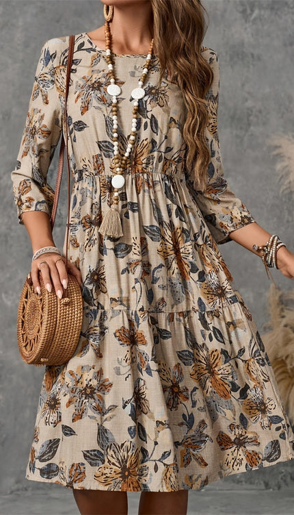 Print three-Quarter Sleeve Dress