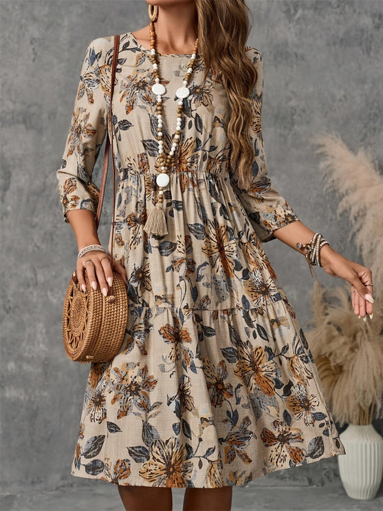 Print three-Quarter Sleeve Dress