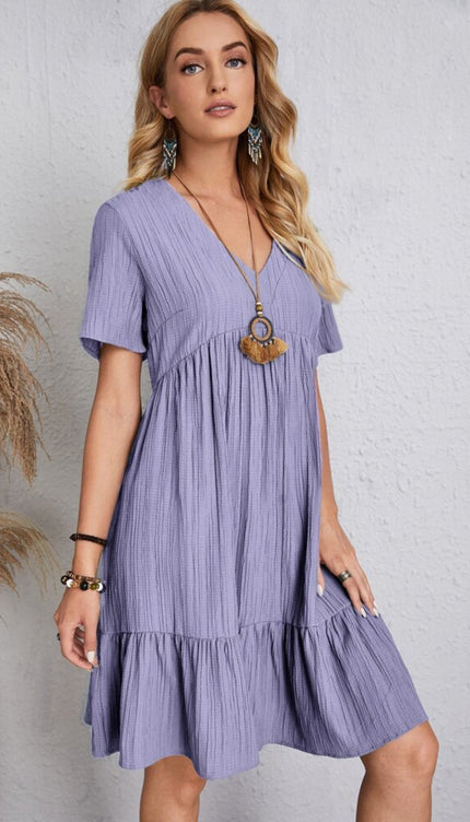 Modish Rustic Chic Full Size V-Neck Dress