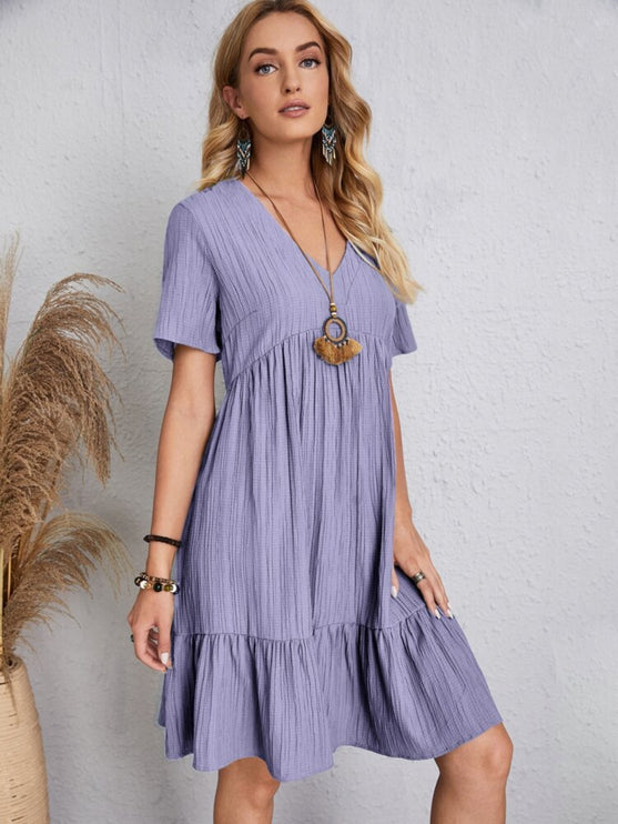 Modish Rustic Chic Full Size V-Neck Dress