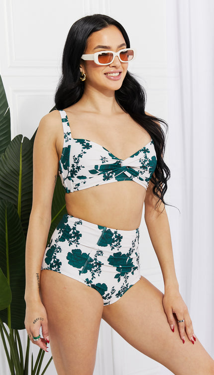 Marina West Swim Take A Dip Twist High-Rise Bikini in Forest-Modish